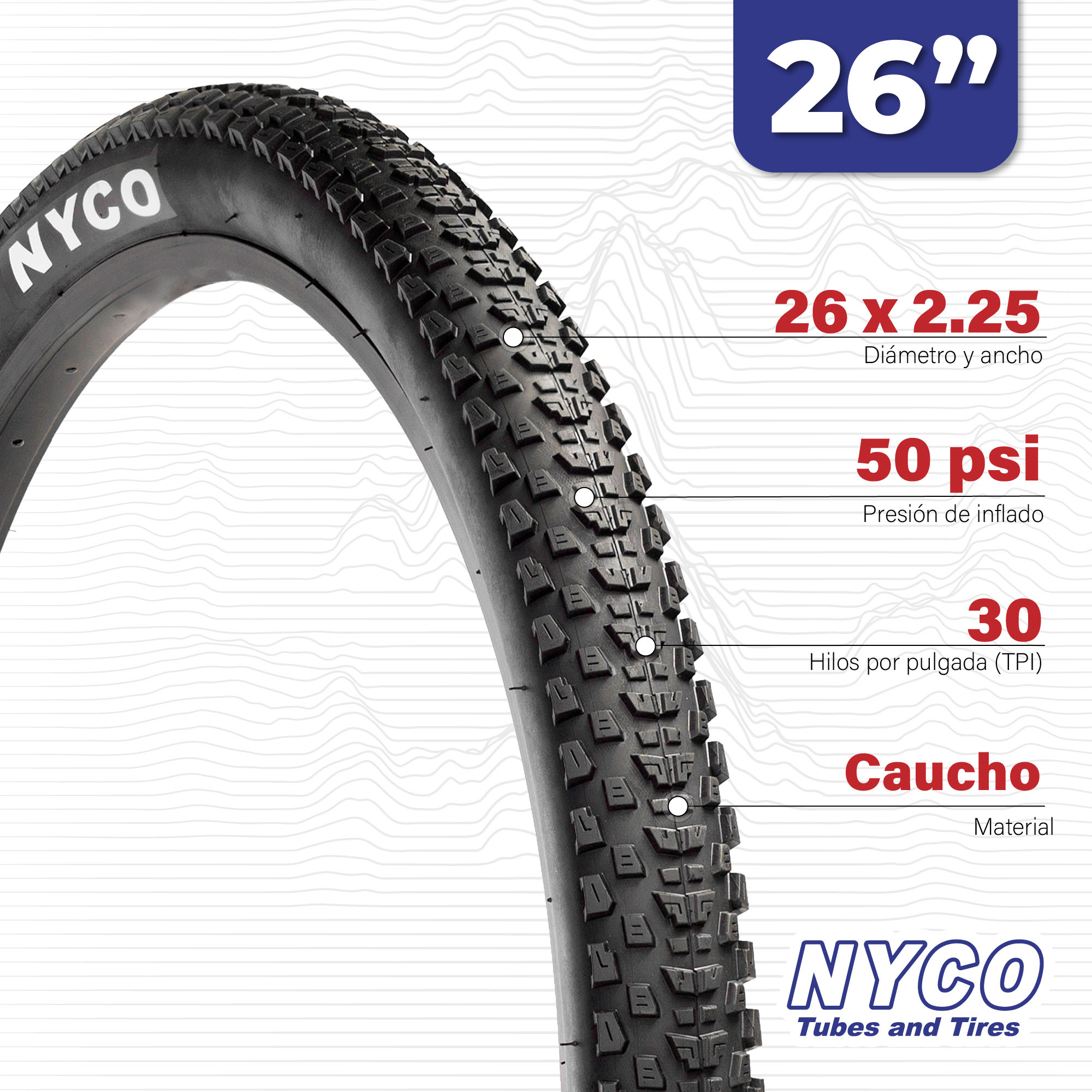 Bicimex Detalles Llanta Para Bicicleta 26 X 2 25 HY188 Negra Nyco