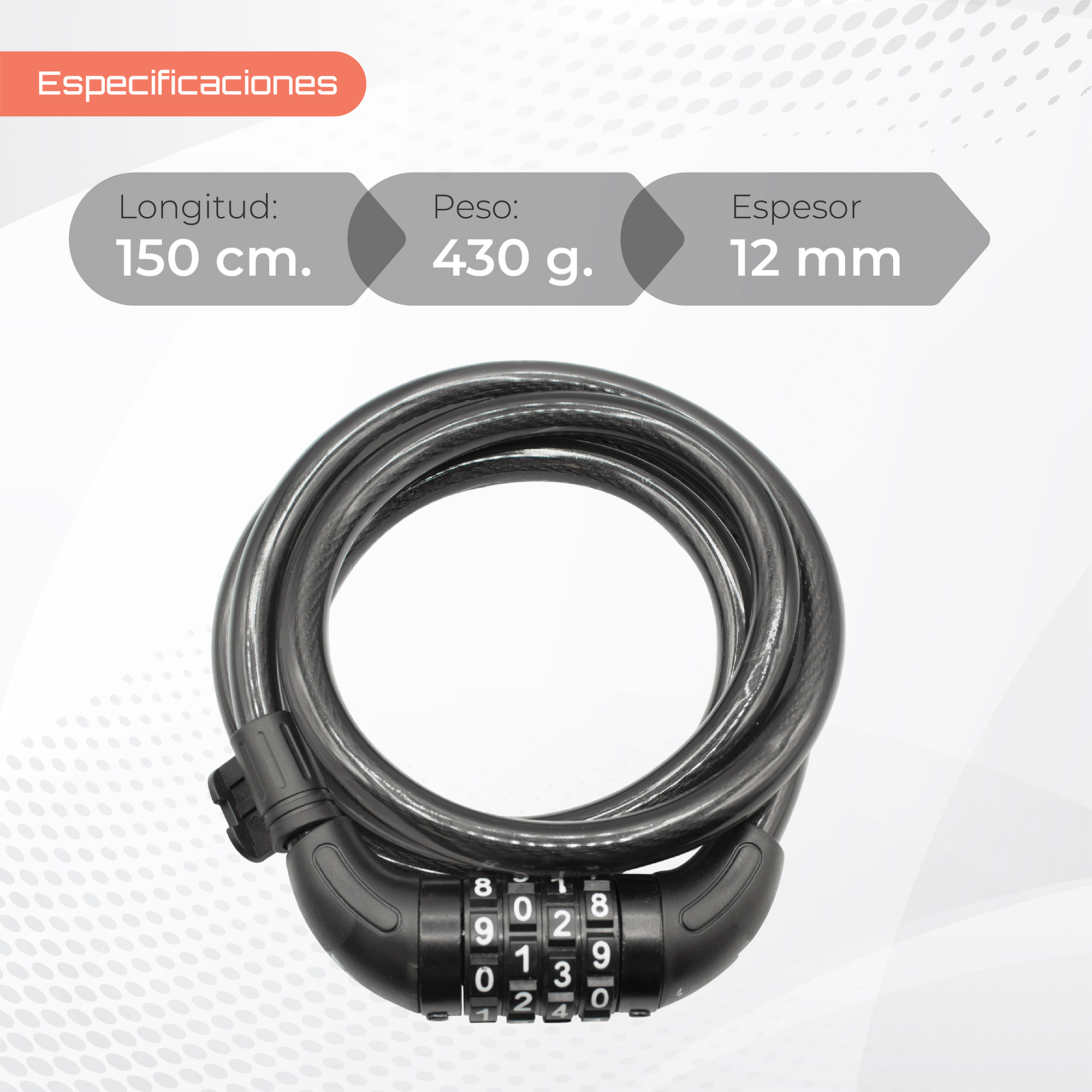 Bicimex Detalles Candado De Cable Para Bicicleta L 150cm G 12mm S 3 5