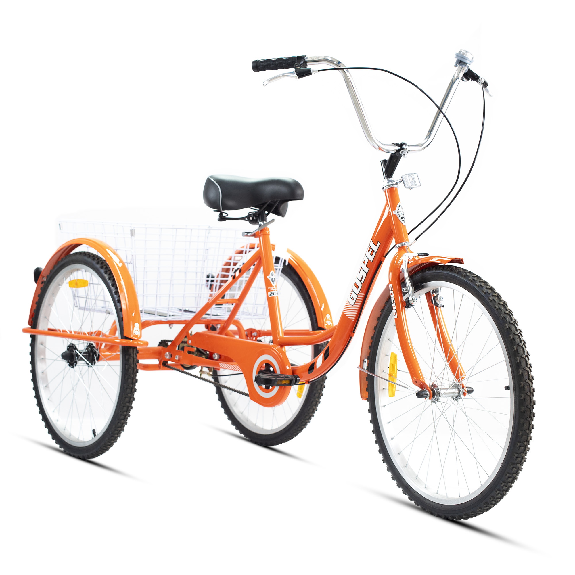 Detalles Tricicleta R 24 Urbana con canasta trasera 1 Velocidad naranja Gospel