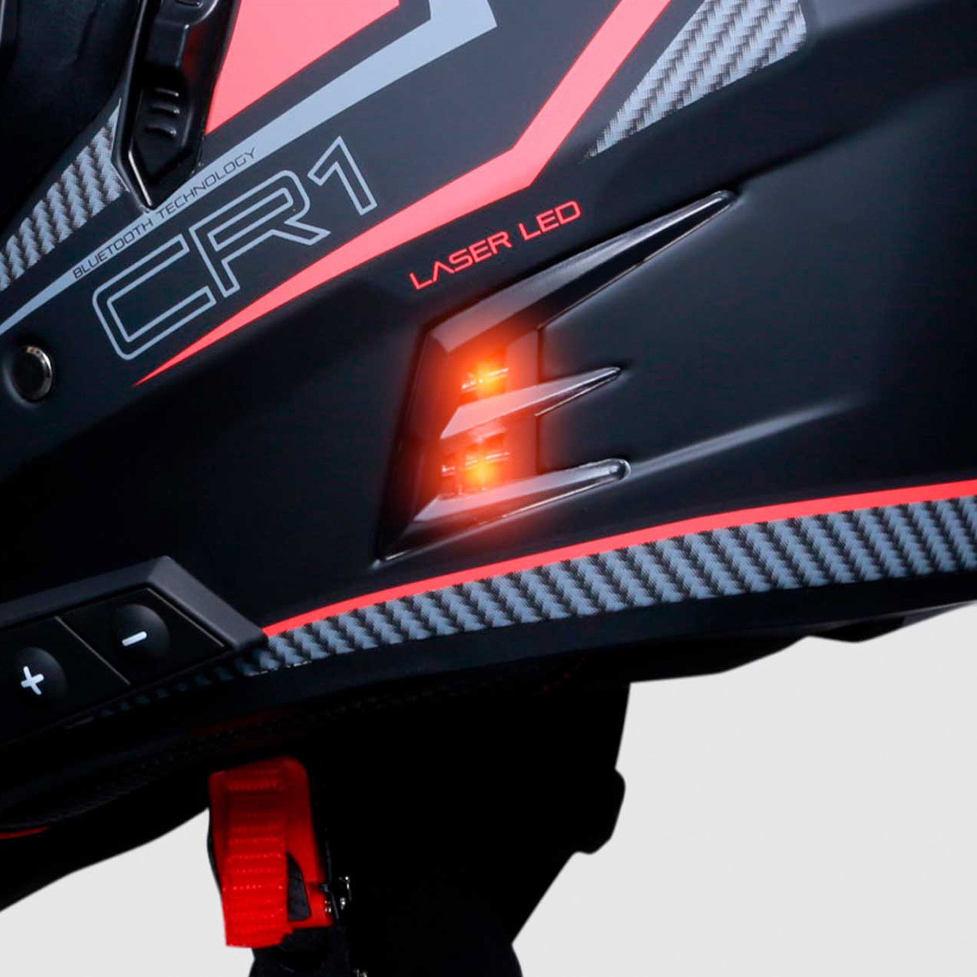 Bicimex Detalles Casco para motociclista talla M cerrado con bluetooth  Ventec exoskeleton Negro / Rojo CR1 Vento