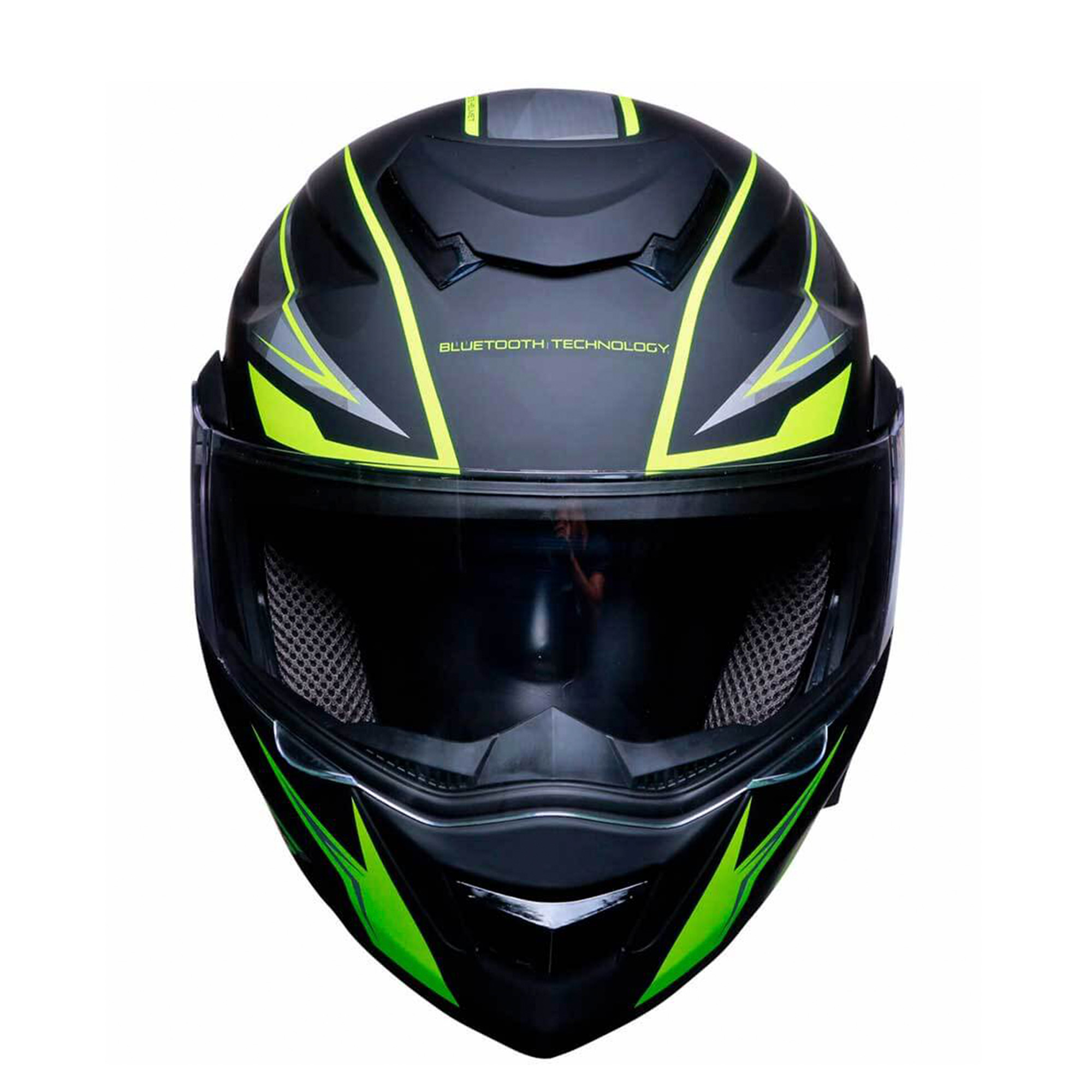 Motometa Detalles Casco para motociclista talla L abatible con Bluetooth  Ventec exoskeleton Negro / Amarillo GT1 Vento